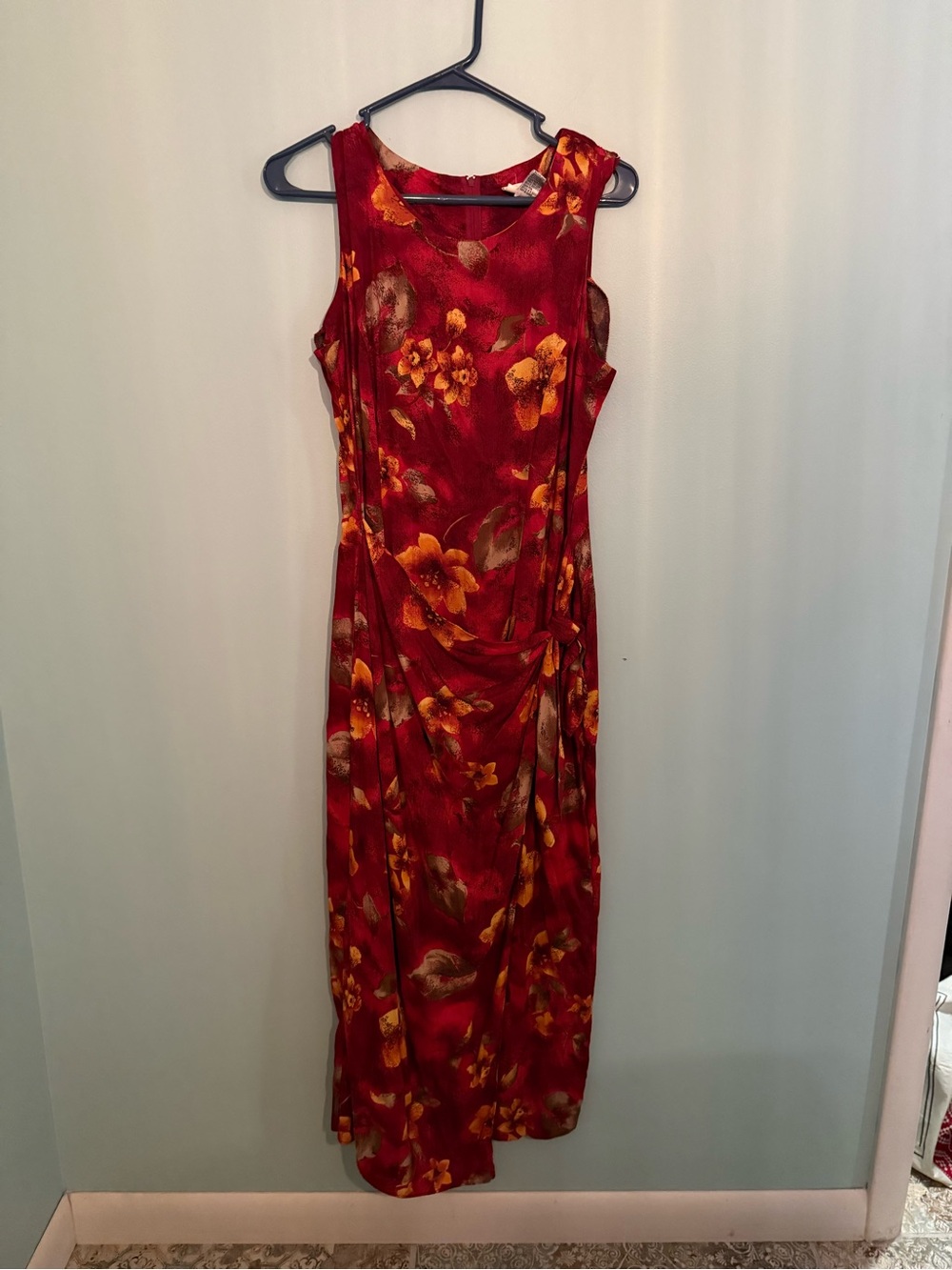 Jaclyn Smith Red Floral Sleeveless Maxi with Yellow Accents
